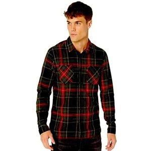 levi's men's plaid button up shirt Brown And Red XXL NWT.